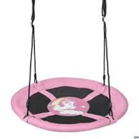 BOXED COSTWAY 100cm ROUND SAUCER TREE SWING WITH ADJUSTABLE ROPES - PINK (1 BOX)