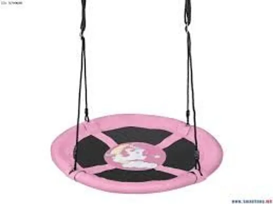 BOXED COSTWAY 100cm ROUND SAUCER TREE SWING WITH ADJUSTABLE ROPES - PINK (1 BOX)