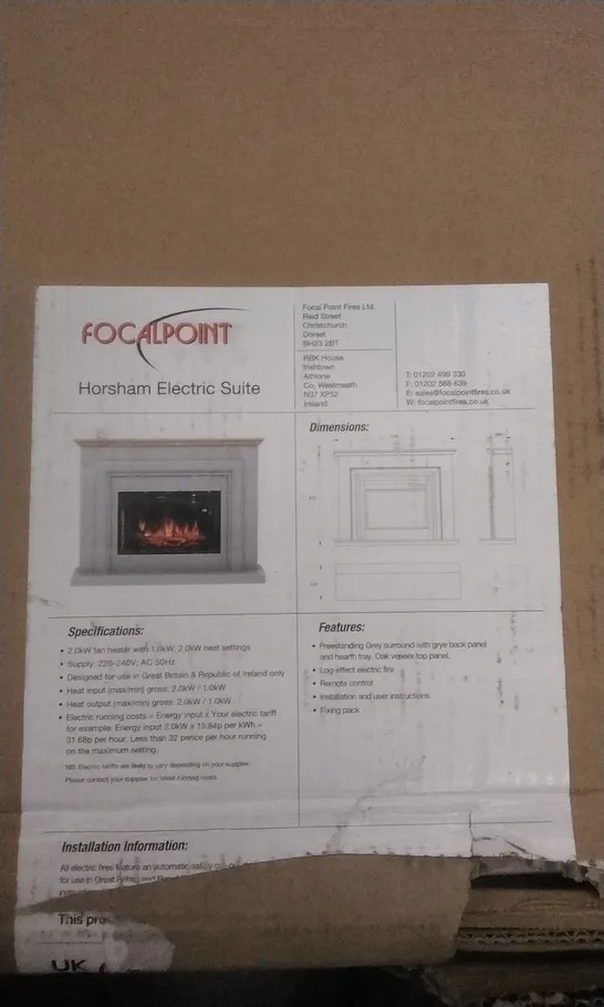 BOXED FOCAL POINT HORSHAM ELECTRIC SUITE GREY (SURROUND ONLY)