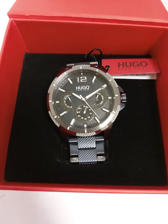 BOXED HUGO BOSS HUGO SPORT BLUE DIAL WRIST WATCH