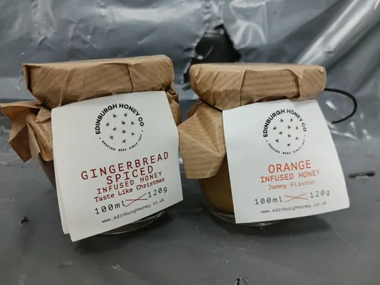 EDINBURGH HONEY CO HONEY SET (6 GINGERBREAD SPICED INFUSED HONEY (120g), (6 ORANGE INFUSED HONEY (120g) - COLLECTION ONLY