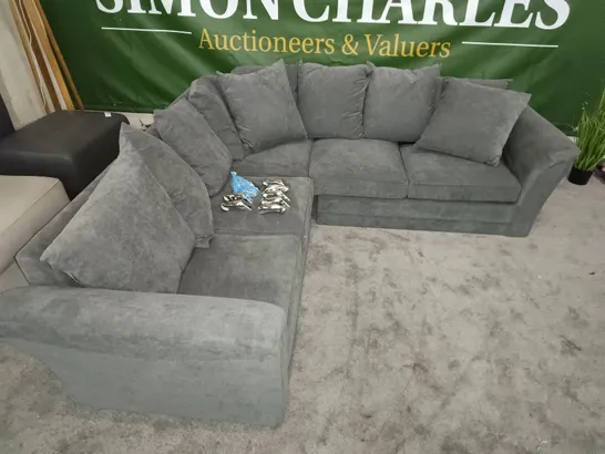 GREY FABRIC CORNER SOFA ON CHROME LEGS