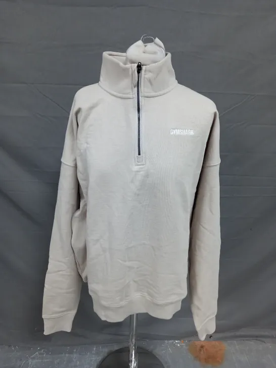 GYMSHARK REST DAY 1/4 ZIP - PEBBLE GREY SMALL