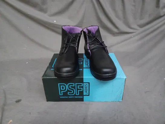 BOX OF APPROXIMATELY 10 PAIRS OF PSF LADIES VERSATILE SAFETY FOOTWEAR SIZE 4