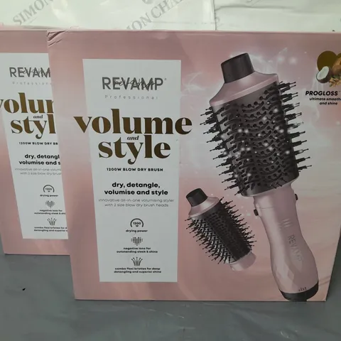 LOT OF 2 BOXED REVAMP VOLUME & STYLE 1200W BLOW DRY BRUSHES