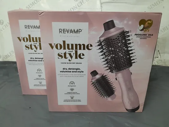 LOT OF 2 BOXED REVAMP VOLUME & STYLE 1200W BLOW DRY BRUSHES