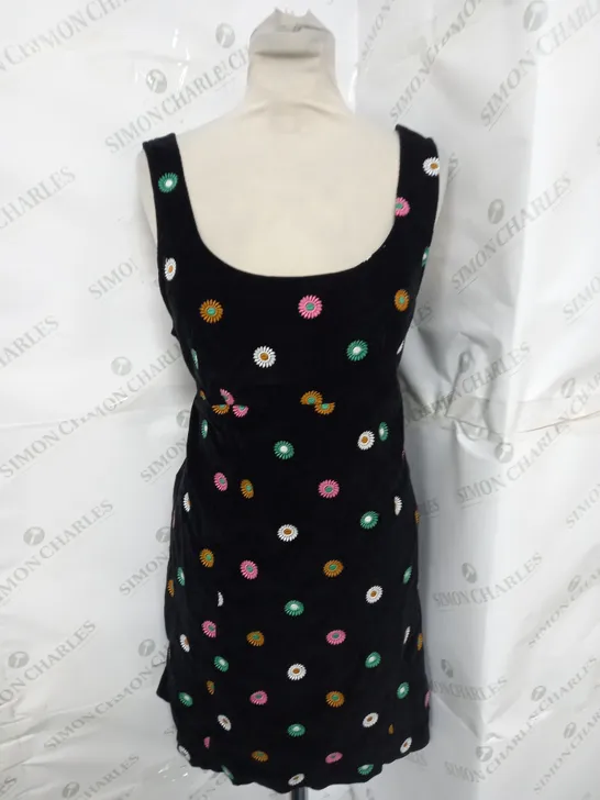 NOBODY'S CHILD VALENTINA WOVEN EMBROIDERED MINI DRESS IN BLACK SIZE 12