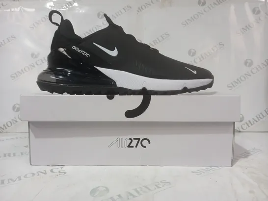 BOXED PAIR OF NIKE AIR MAX 270 SHOES IN BLACK/WHITE UK SIZE 10.5