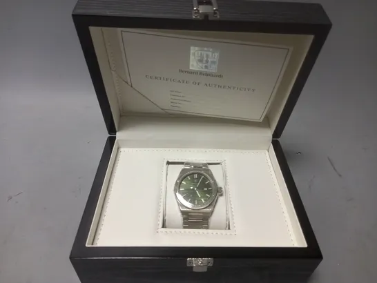 MENS BERNARD REINHARDT WATCH – GREEN DIAL – 316 STAINLESS STEEL CASE & STRAP – SWISS MOVEMENT – SAPPHIRE CRYSTAL - 5 ATM WATER RESISTANT