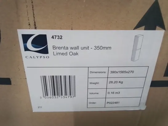 BOXED AS NEW CALYPSO BRENTA WALL UNIT 350MM IN LIMED OAK - 390X1565X270MM