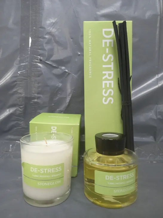 BOXED STONEGLOW DE-STRESS REED DIFFUSER & CANDLE SET