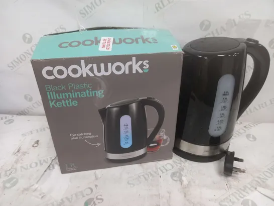 BOXED COOKWORKS BLACK PLASTIC ILLUMINATING KETTLE