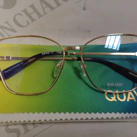 QUAY BLUE LIGHT GOLD FRAMED PRESCRIPTION GLASSES