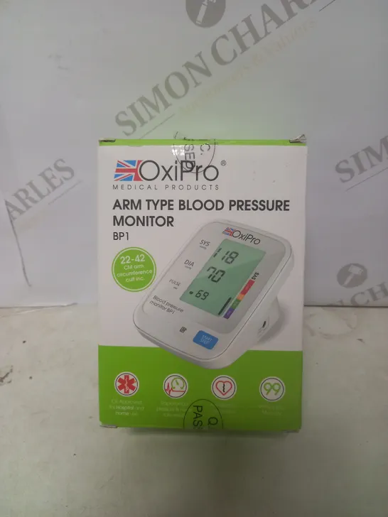 BOXED OXIPRO ARM TYPE BLOOD PRESSURE MONITOR 