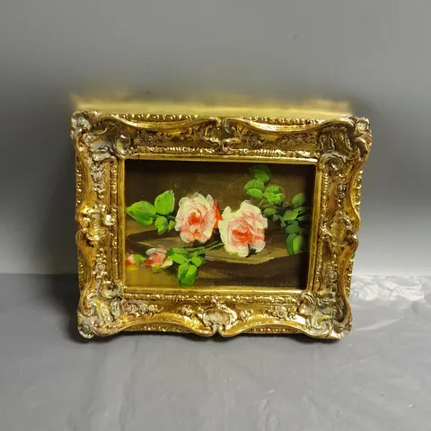 FRAMED STILL LIFE FLORAL OIL ON CANVAS PAINTING BY KAYVON ESMAEILOU APPROX 13CMX18CM