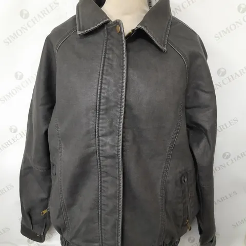 COTTON ON FAUX LEATHER BOMBER JACKET IN WASHED BLACK SIZE 3XS | 2XS