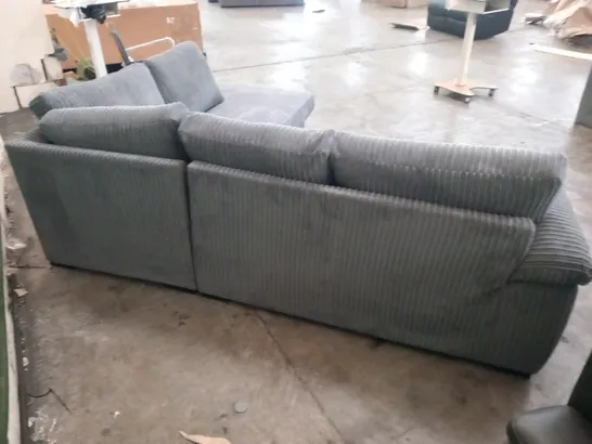 DESIGNER GREY CORDED FABRIC CORNER SOFA