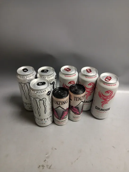 LOT OF 8 ENERGY DRINKS INCLUDING MONSTER