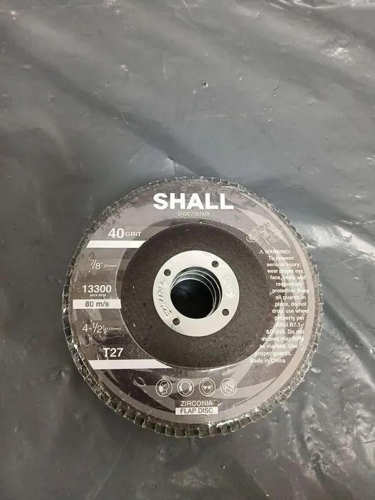 SHALL ZIRCONIA FLAP DISC 40 GRIT 7/8" 13300 MAX RPM