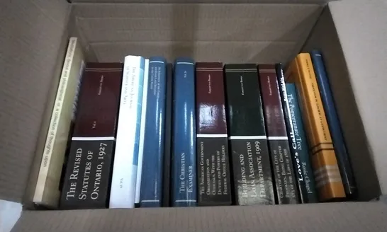 BOX OF APPROXIMATELY 20 ASSORTED BOOKS INCLUDING LAW, BEDTIME STORIES AND RELIGION 