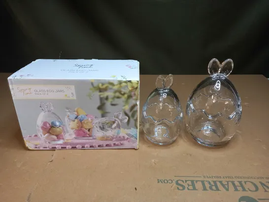 SPRING TIME PACK OF 2 GLASS EGG JARS