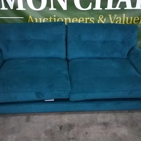 QUALITY BRITISH DESIGNED & MANUFACTURED G PLAN TURQUOISE PLUSH VELVET 3 SEATER SOFA