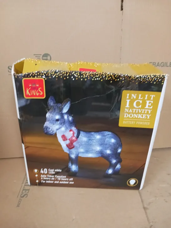 BOXED THREE KINGS INLIT ICE NATIVITY DONKEY RRP £25.99