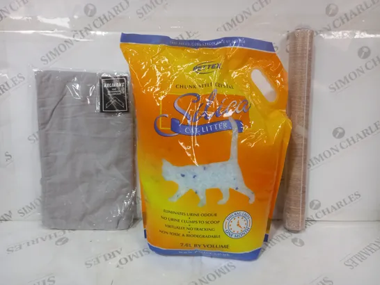 BOX OF APPROXIMATELY 10 ASSORTED HOUSEHOLD ITEMS TO INCLUDE PETTEX SILICA CAT LITTER, ARLINENS ORTHOPAEDIC PILLOWCASE, ETC