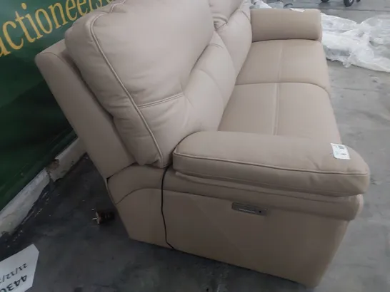 QUALITY BRITISH DESIGNER G PLAN SEATTLE POWER RECLINING THREE SEATER SOFA CAMBRIDGE PUTTY LEATHER 