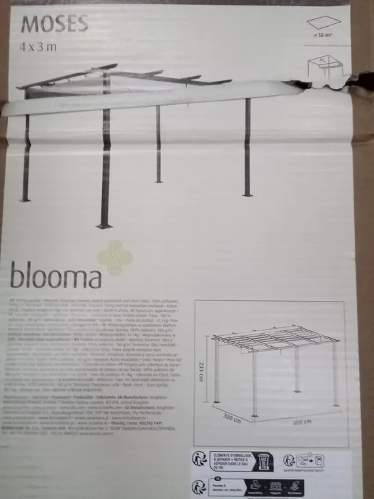 BOXED BLOOMA MOSES 4 X 3M OUTDOOR SLIDING GAZEBO