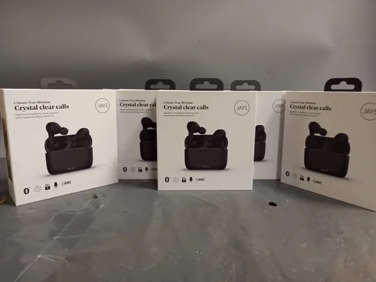 5 BOXED AND SEALED JAYS t-SEVEN TRUE WIRELESS EARBUDS (T7TW01)