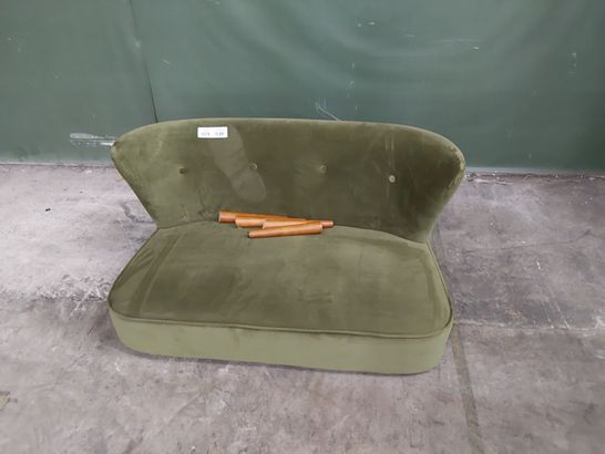 DESIGNER GREEN PLUSH VELVET FABRIC 2 SEATER SOFA