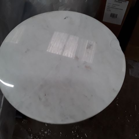 WHITE MARBLE TABLE WITH BLACK FRAMEWORK 