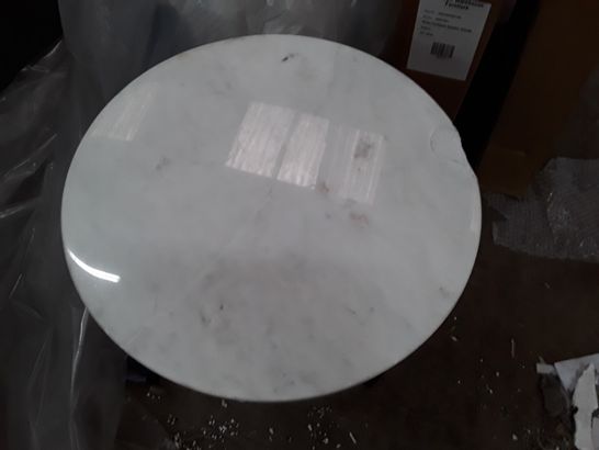 WHITE MARBLE TABLE WITH BLACK FRAMEWORK 