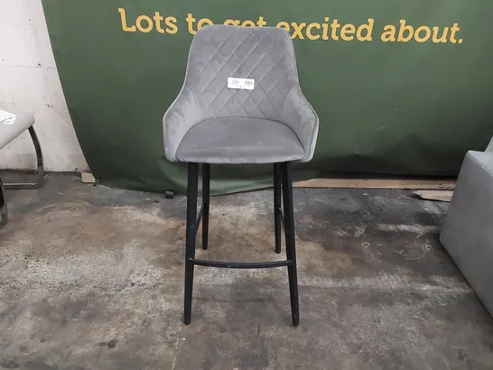 DESIGNER GREY VELVET BAR CHAIR (1 ITEM)