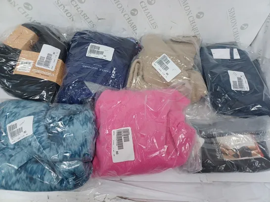 LARGE QUANTITY OF ASSORTED CLOTHING TO INCLUDE SOCKS, JUMPERS, CARDIGANS, ETC