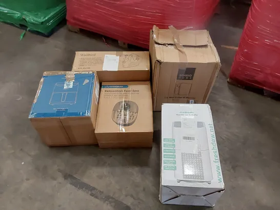 PALLET OF ASSORTED CONSUMER PRODUCTS TO INCLUDE: FABULETTA AIR FRYER, 15L MINI FRIDGE AND WARMER, AIR PURIFIER, RELAXATION FOOD SPA, MULTI-FUNCTION STEAM CLEANER ECT