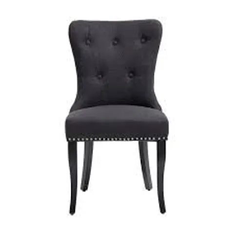 BOXED WARWICK VELVET PAIR OF STANDARD DINING CHAIRS - CHARCOAL/BLACK (1 BOX)