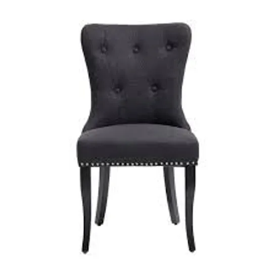 BOXED WARWICK VELVET PAIR OF STANDARD DINING CHAIRS - CHARCOAL/BLACK (1 BOX) RRP £199