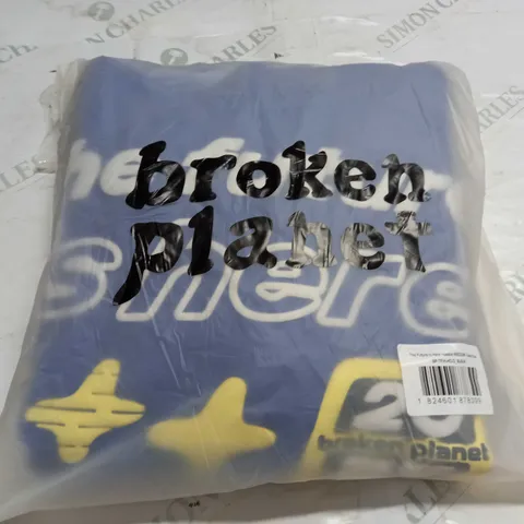 BAGGED BROKEN PLANET THE FUTURE IS HERE HOODIE IN BLUE - MEDIUM