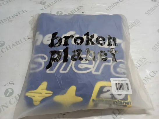 BAGGED BROKEN PLANET THE FUTURE IS HERE HOODIE IN BLUE - MEDIUM