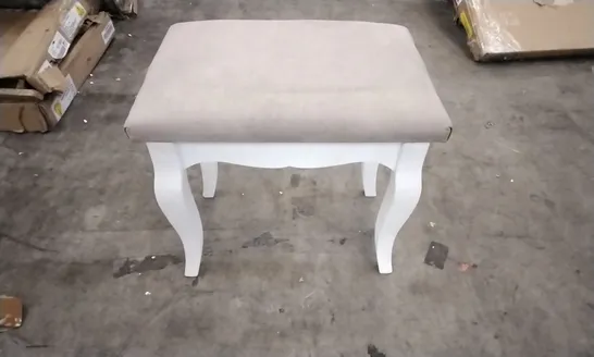 DRESSER STOOL WHITE WOOD/GREY FABRIC 