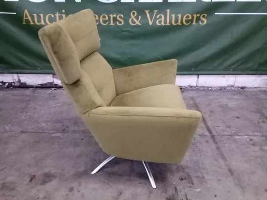 QUALITY THE LOUNGE CO DESIGNER JACOB SWIVEL CHAIR - GREEN/YELLOW FABRIC 