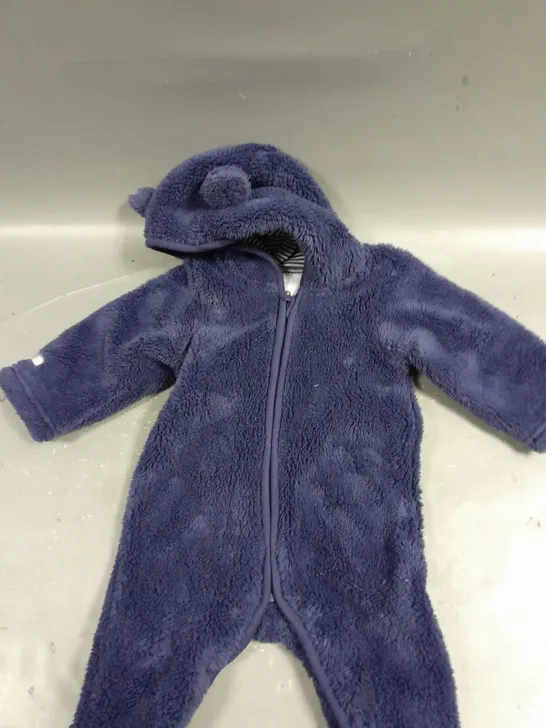 THE WHITE COMPANY BABIES FLEECE ROMPER IN NAVY - 0-3MTHS 