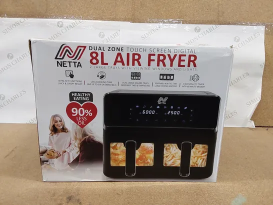 BOXED NETTA 8L DUAL BASKET LOW ENERGY AIR FRYER (1 BOX)