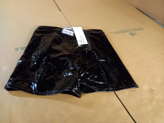 OH POLLY BLACK LATEX SKIRT SIZE 10