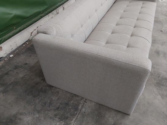DESIGNER FIXED TREE SEATER SOFA BUTTONED GREY FABRIC 