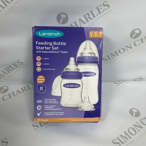 LANSINOH FEEDING BOTTLE STARTER SET WITH NATURAL WAVE TEATS