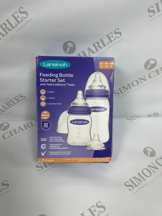 LANSINOH FEEDING BOTTLE STARTER SET WITH NATURAL WAVE TEATS