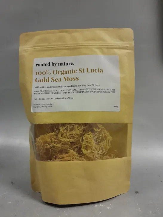 SEALED ROOTED BY NATURE 100% ORGANIC ST LUCIA GOLD SEA MOSS - 100G